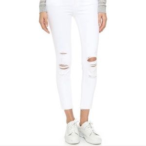 J Brand distressed white ankle jeans